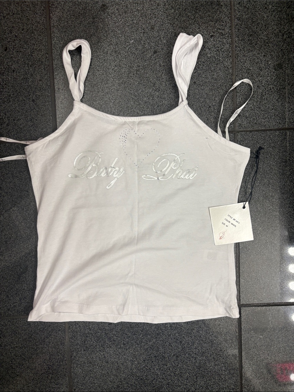 Baby Phat White Rhinestone Logo Camisole